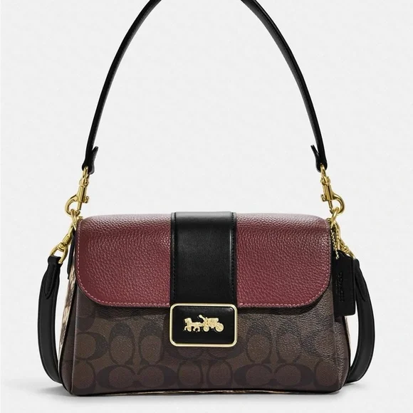 NWT - COACH Grace Shoulder Bag In Signature Canvas- CC066 Brown Black $498